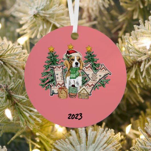 Kerstfeest Puppy Metalen Ornament (Insitu)