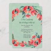 Kerstfeest Red Floral Wreatitation Kaart (Voorkant / Achterkant)