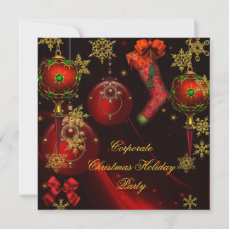 KERSTFEEST Red Gold Holiday Bedrijfsfeest Kaart