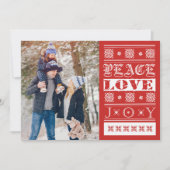 Kerstfeest Red Joy Peace Love Holiday Foto Feestdagenkaart (Voorkant)