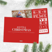 Kerstfeest Red Joy Peace Love Holiday Foto Feestdagenkaart