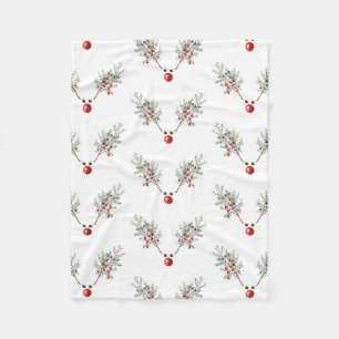 Kerstfeest Red Nosed Deer Pine Berries Fleece Deken