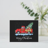 kerstfeest Red Truck Old Fashioned Ch Feestdagenkaart (Staand voorkant)