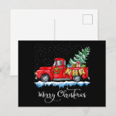 kerstfeest Red Truck Old Fashioned Ch Feestdagenkaart (Voorkant / Achterkant)