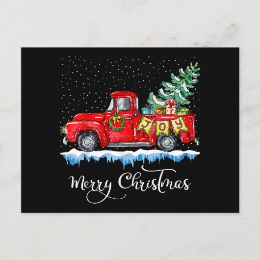 kerstfeest Red Truck Old Fashioned Ch Feestdagenkaart (Voorkant)