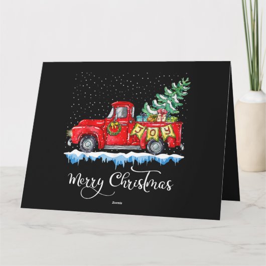  kerstfeest Red Truck Old Fashioned Ch Kaart (Achterkant)