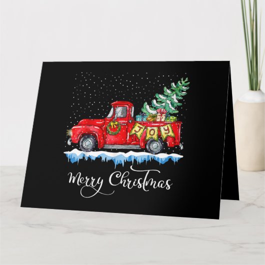  kerstfeest Red Truck Old Fashioned Ch Kaart (Voorkant)