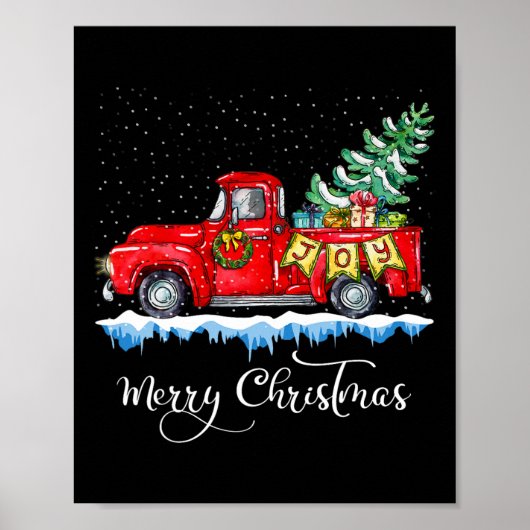  kerstfeest Red Truck Old Fashioned Ch Poster (Voorkant)