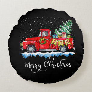 kerstfeest Red Truck Old Fashioned Ch Rond Kussen