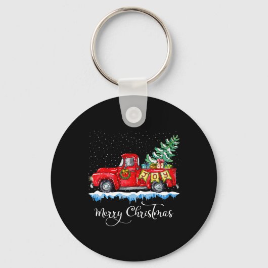 kerstfeest Red Truck Old Fashioned Ch Sleutelhanger (Voorkant)