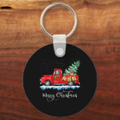kerstfeest Red Truck Old Fashioned Ch Sleutelhanger (Voorkant)