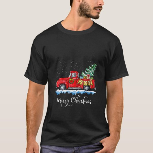 kerstfeest Red Truck Old Fashioned Ch T-shirt (Voorkant)