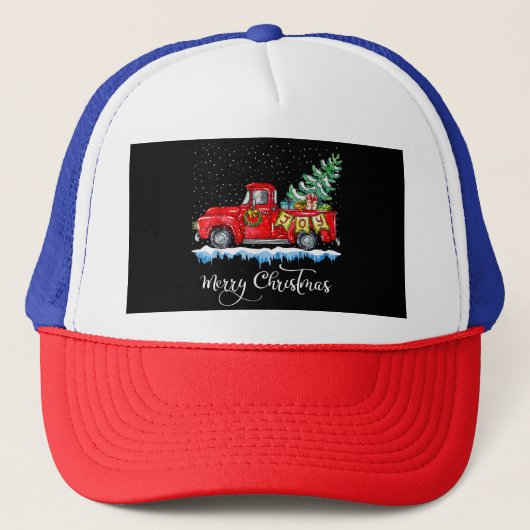 kerstfeest Red Truck Old Fashioned Ch Trucker Pet (Voorkant)