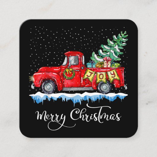 kerstfeest Red Truck Old Fashioned Ch Vierkante Visitekaartje (Voorkant)