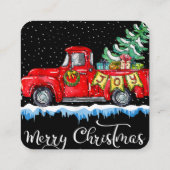 kerstfeest Red Truck Old Fashioned Ch Vierkante Visitekaartje (Achterkant)