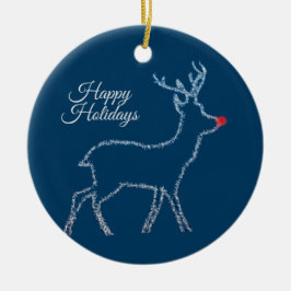 Kerstfeest Reindeer Blauwe Lucht Rustieke Elegant Keramisch Ornament