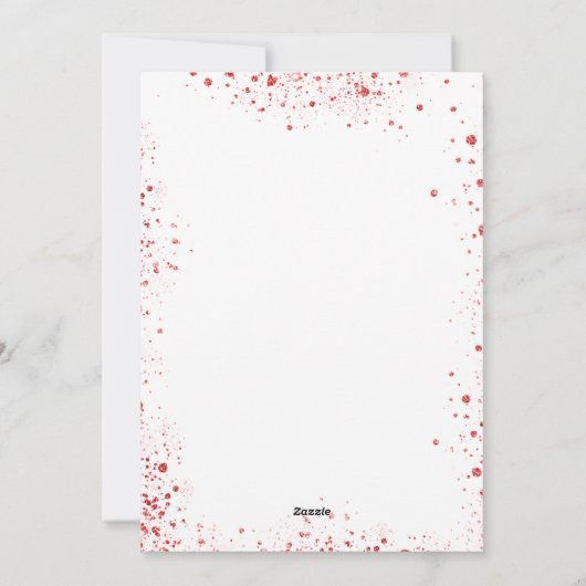 Kerstfeest rendier rood wit leuk uitnodiging (Achterkant)