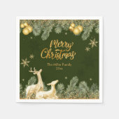 Kerstfeest rendieren en sneeuwvlokken servet (Voorkant)