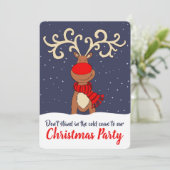 Kerstfeest rendieren komen in uitnodigingen (Staand voorkant)
