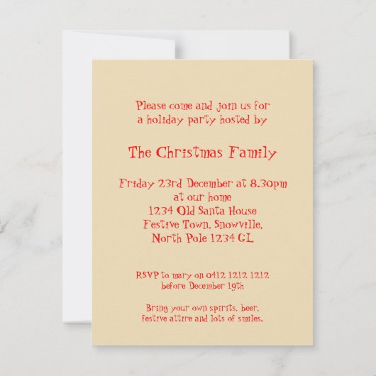 Kerstfeest rendieren komen op uitnodiging (Achterkant)