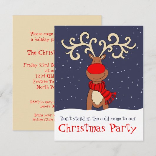 Kerstfeest rendieren komen op uitnodiging (Voorkant / Achterkant)