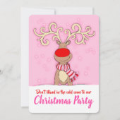 Kerstfeest rendieren roze komen in uitnodigingen (Voorkant)