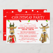Kerstfeest rendiertje met Drink uitnodigen Kaart (Voorkant / Achterkant)
