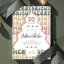 Kerstfeest Retro Groovy Kleurrijke Leuk Feestelijk Kaart