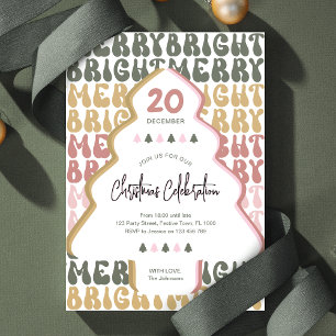 Kerstfeest Retro Groovy Kleurrijke Leuk Feestelijk Kaart