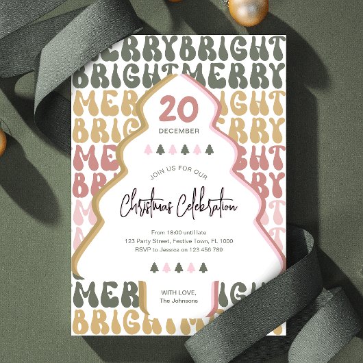 Kerstfeest Retro Groovy Kleurrijke Leuk Feestelijk Kaart