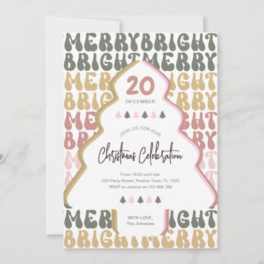 Kerstfeest Retro Groovy Kleurrijke Leuk Feestelijk Kaart (Voorkant)