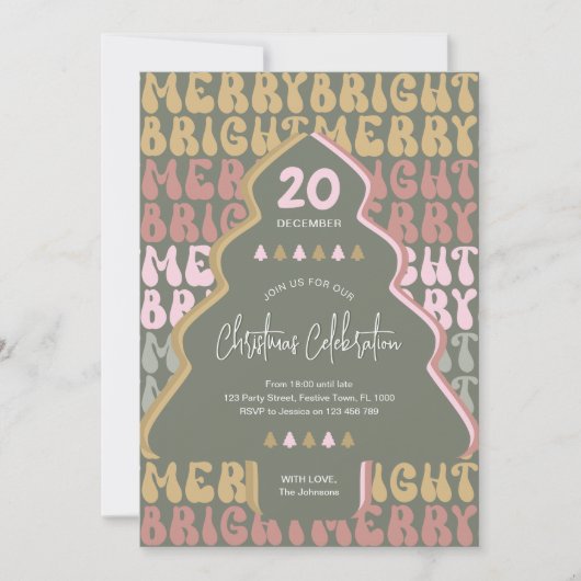 Kerstfeest Retro Groovy Kleurrijke Leuk Feestelijk Kaart (Voorkant)