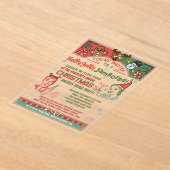 Kerstfeest Retro Mideeuw Winter Xmas Humor Acryl Uitnodigingen (Laagn)