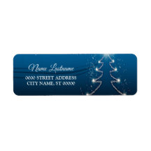 Kerstfeest Return Adres Rendier Blauw Wit