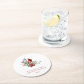 Kerstfeest Reünie Rode Kardinaal Ronde Kartonnen Onderzetter (Insitu)