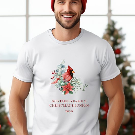 Kerstfeest Reünie Rode Kardinaal T-shirt