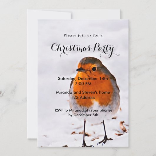Kerstfeest Robin vogelsneeuw Kaart (Voorkant)
