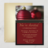 Kerstfeest rode ballen uitnodiging (Voorkant / Achterkant)