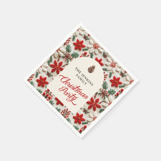 Kerstfeest Rode Bloemen Papier Servet (Hoek)