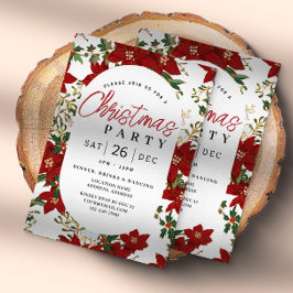 Kerstfeest Rode Bloemen Uitnodiging