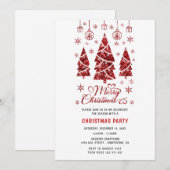Kerstfeest Rode boom Uitnodiging (Voorkant / Achterkant)