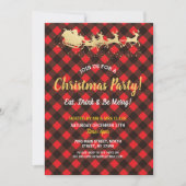 Kerstfeest Rode Buffalo-cheque uitnodigen Kaart (Voorkant)
