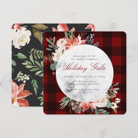 Kerstfeest Rode Buffalo geruite krans Kaart (Voorkant / Achterkant)