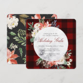 Kerstfeest Rode Buffalo Plaid Krans Kaart (Voorkant / Achterkant)