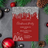 Kerstfeest rode glitter-uitnodiging briefkaart