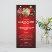 Kerstfeest rode gouden ballen diner menu (Staand voorkant)