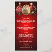 Kerstfeest rode gouden ballen diner menu (Voorkant)