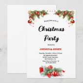 Kerstfeest rode groene ballen uitnodiging (Voorkant / Achterkant)