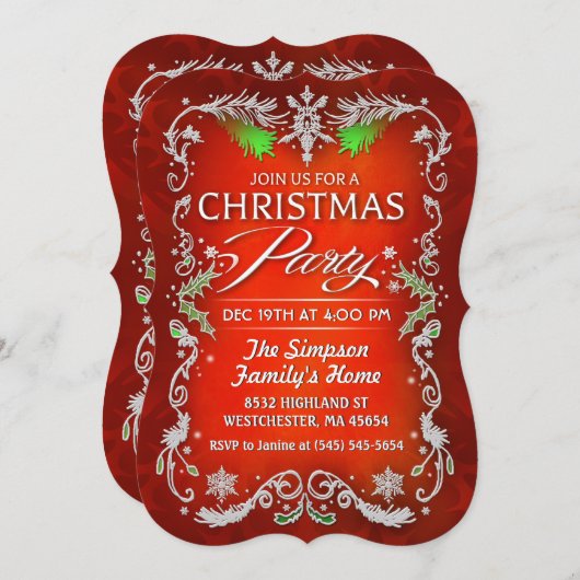 Kerstfeest Rode Groene en Witte Grens nodigt uit Kaart (Voorkant / Achterkant)
