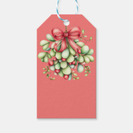 KERSTFEEST RODE & GROENE MISTELTOE PLANTEN CADEAULABEL